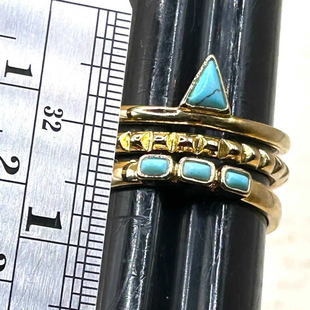 Stella & Dot Gold Faux Turquoise Wide Open Band Ring Designer Signed - Picture 11 of 13